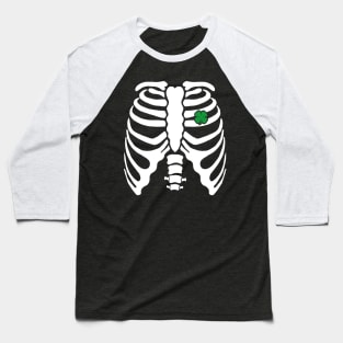 Skeleton Clover Heart Rib Cage X-Ray St Patricks Day Baseball T-Shirt